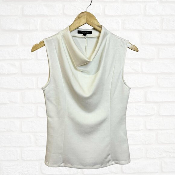 Banana Republic Sleeveless Scuba Cowl Neck Top Small Ivory White Layering Soft - Picture 3 of 6